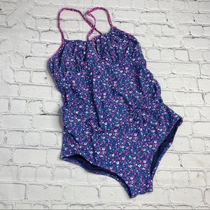 Gap Floral One Piece Swimsuit Criss-Cross Large